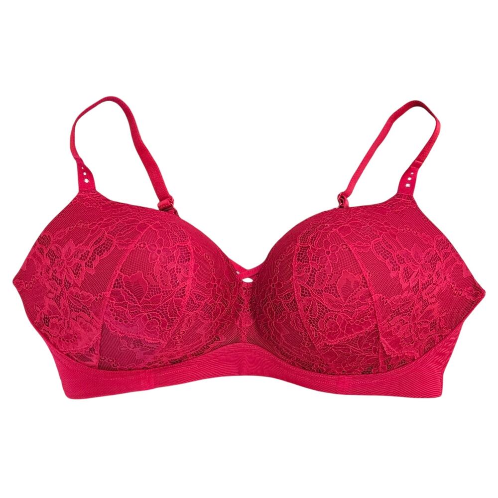 Torrid Wirefree Push Up Diamante Lace Straight Back Bra Size 42DDD